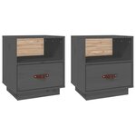 vidaXL Tables de chevet 2 Pièces Gris 40x34x45 cm Bois de pin massif