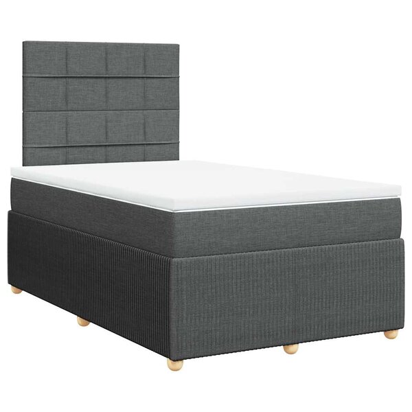 vidaXL Sommier à lattes de lit avec matelas gris foncé 120x190cm tissu