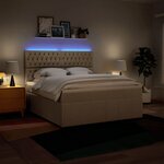 vidaXL Sommier à lattes de lit avec matelas Crème 180x200 cm Tissu