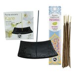 Porte-encens Kare en pierre noire + Encens indien au Patchouli