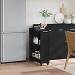 vidaXL Armoire avec roues noir 60x22x79 cm bois d'ingénierie