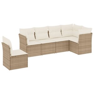 vidaXL Salon de jardin avec coussins 6 Pièces beige résine tressée