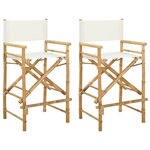 vidaXL Chaise de directeur pliante 2 Pièces Naturel Bambou