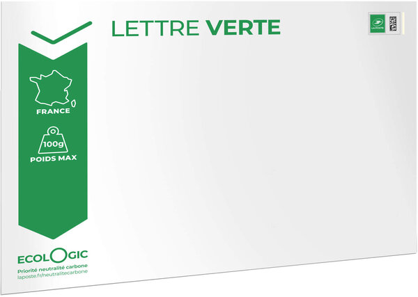 Prêt-à-Poster - Lettre Verte - 100g - Format C4 - Enveloppe à l'unité