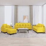 vidaXL Ensemble de canapés 4 Pièces avec coussins jaune clair tissu