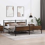 vidaXL Cadre de lit en métal sans matelas chêne marron 193x203 cm