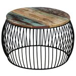 vidaXL Table basse ronde 68x37 cm Bois de récupération massif