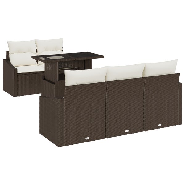 vidaXL Ensemble de canapés de jardin 6 pièces avec coussins en poly rotin marron