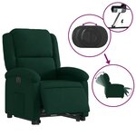 vidaXL Fauteuil inclinable électrique vert foncé velours