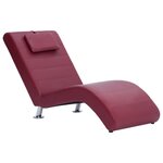Vidaxl chaise longue avec oreiller rouge bordeaux similicuir