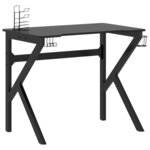 Bureau table poste de travail meuble d'ordinateur informatique étude de jeu avec pieds en forme de K 90 x 60 x 75 cm noir 02_0023770