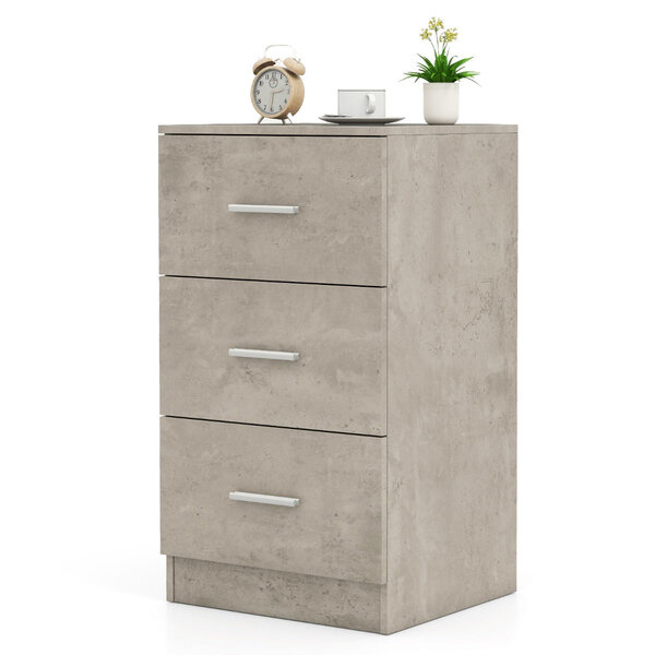 Caisson de bureau avec 3 tiroirs de rangement pour documents 37 x 34 x 66 5 cm usage pratique style contemporain en bois gris 20_0010990