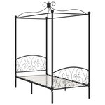 vidaXL Cadre de lit à baldaquin sans matelas noir métal 90x200 cm