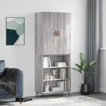 vidaXL Buffet haut Sonoma gris 69 5x34x180 cm Bois d'ingénierie