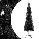 vidaXL Arbre de Noël mince pré-éclairé et boules noir 180 cm