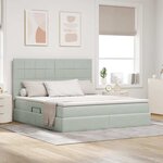 vidaXL Lit avec rangement et matelas Gris clair 160 x 200 cm Velours