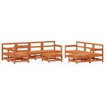 vidaXL Ensemble de salon de jardin 10 Pièces Brun cire Bois de pin massif