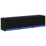 vidaXL Meuble TV avec LED en chêne noir 162.5x34x40 cm Bois d'ingénierie