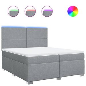 vidaXL Sommier à lattes de lit avec matelas Gris clair 200x200cm Tissu