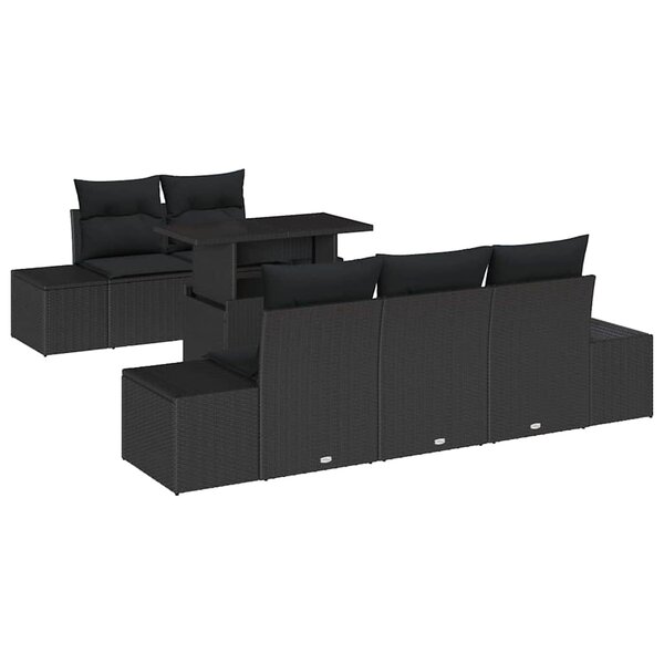 vidaXL Ensemble de Canapés avec coussin 6 Pièces Noir polyrotin