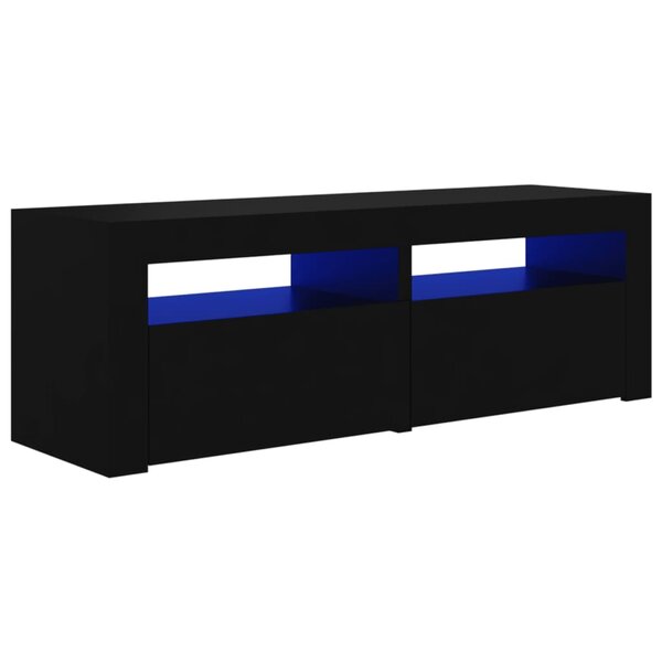 vidaXL Meuble TV avec lumières LED noir 120x35x40 cm