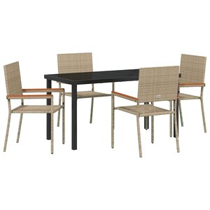 vidaXL Ensemble de salle à manger pour jardin 5 Pièces Beige Poly rotin