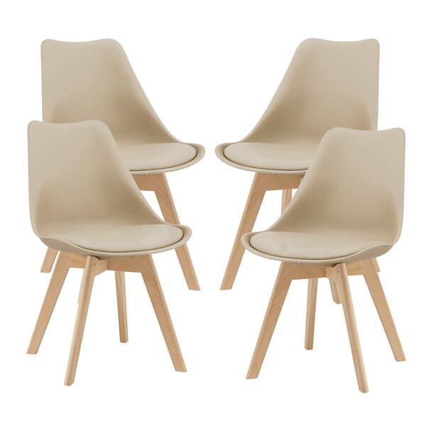 Lot de 4 chaises de salle à manger similicuir hêtre beige 03_0006760