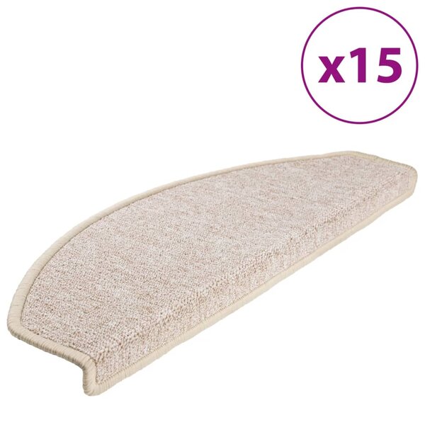 vidaXL Tapis d'escalier 15 pièces 65 x 24 x 4 cm Taupe Demi-rond Grand