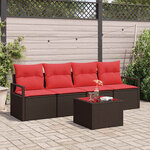 vidaXL Ensemble de canapé de jardin 5 Pièces Beige Rouge 55 x 55 x 37 cm