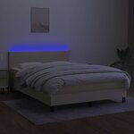 vidaXL Sommier à lattes de lit avec matelas LED Crème 140x200 cm Tissu
