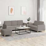 vidaXL Ensemble de canapés 3 Pièces avec coussins Taupe Tissu