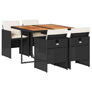 vidaXL Ensemble à manger de jardin coussins 5Pièces Noir Résine tressée