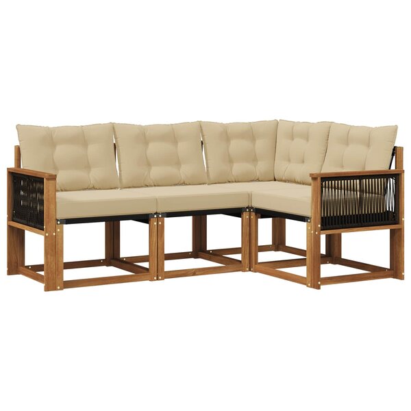 vidaXL Ensemble de canapés d'extérieur 4 pc Naturel et Beige