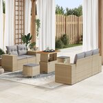 Canapé de jardin 8 pièces avec coussins Beige Poly Rotin Acacia