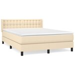 vidaXL Sommier à lattes de lit avec matelas Crème 140x200 cm Tissu