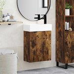 vidaXL Meuble de salle de bain avec robinet Chêne fumé