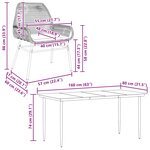 vidaXL Ensemble à manger de jardin coussins 7Pièces noir poly rotin verre