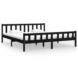 vidaXL Cadre de lit sans matelas noir bois massif 160x200 cm
