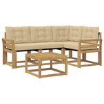vidaXL Ensemble de canapés d'extérieur 5 Pièces Blanc et Beige
