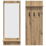 vidaXL Porte-manteau mural avec étagère avec stockage avec miroir Chêne artisan 70 x 10 x 90 cm