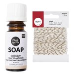 Huile parfumée pour savon à la noix de coco 10 ml + Ficelle dorée & blanche 15 m