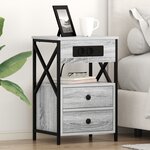 vidaXL Cabinet de chevet avec tiroir 2 Pièces Sonoma gris 40 x 31 x 60 cm