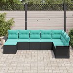 vidaXL Ensemble de canapé de jardin avec coussin 8 Pièces Noir polyrotin