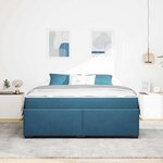 vidaXL Cadre de lit avec matelas Bleu foncé 180 x 200 cm tissu