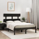 vidaXL Cadre de lit Noir Bois massif 120x190 cm Petit double