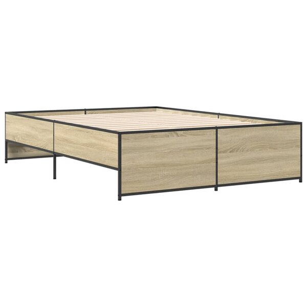 vidaXL Cadre de lit chêne sonoma 120x200 cm bois d'ingénierie et métal