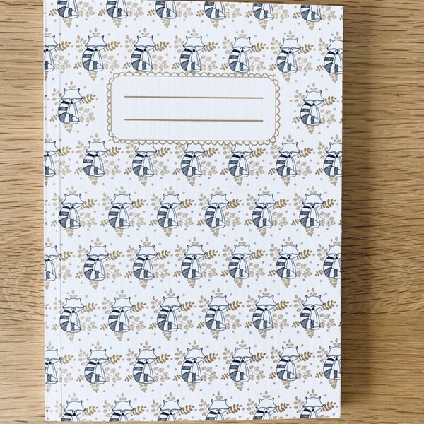 Carnet dos carré collé pages blanches - Le raton-laveur