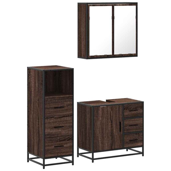 vidaXL Ensemble de meubles de salle de bain 3 Pièces Chêne marron