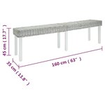 vidaXL Banc Blanc 160x35x45 cm Rotin kubu naturel et acajou solide