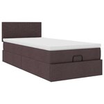 vidaXL Lit ottoman avec matelas et LED marron foncé 90x200 cm tissu